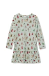Lands' End Kids'  Girls Long Sleeve Jersey Nightgown In Gray