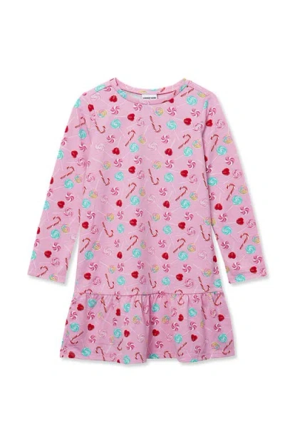 Lands' End Kids'  Girls Long Sleeve Jersey Nightgown In Pink