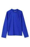 Lands' End Babies'  Girls Long Sleeve Mock Neck Upf 50 Swim Rash Guard In Blue