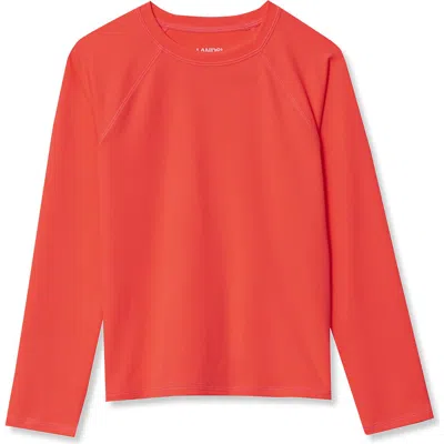 Lands' End Kids'  Girls Long Sleeve Mock Neck Upf 50 Swim Rash Guard In Red