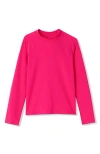 Lands' End Babies'  Girls Long Sleeve Mock Neck Upf 50 Swim Rash Guard In Pink