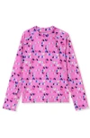 Lands' End Babies'  Girls Long Sleeve Mock Neck Upf 50 Swim Rash Guard In Pink Hearts