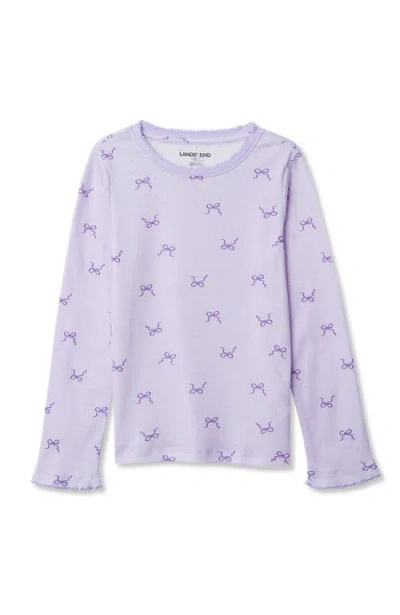 Lands' End Kids'  Girls Long Sleeve Pointelle Knit Shirt In Multi