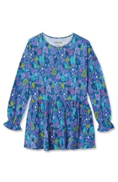 Lands' End Kids'  Girls Long Sleeve Tunic Top In Blue