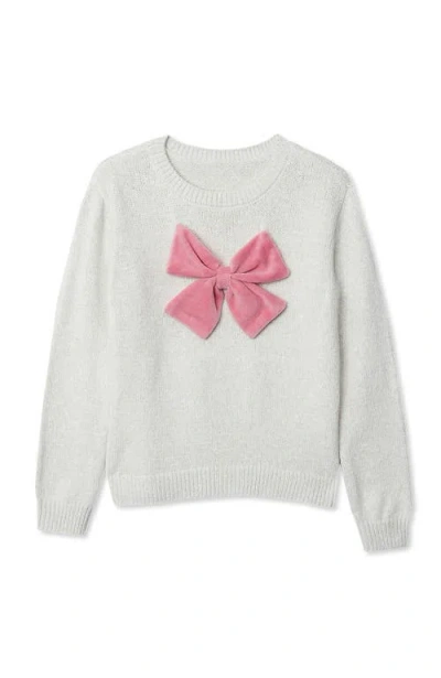 Lands' End Kids'  Girls Meet And Greet Bow Knit Sweater In Gray