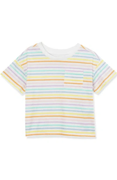 Lands' End Kids'  Girls Meet And Greet Pocket Tee In Colorful Stripe
