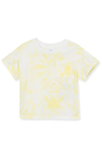 Lands' End Kids'  Girls Meet And Greet Pocket Tee In Yellow Tie Dye