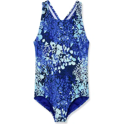 Lands' End Kids'  Girls One Piece Swimsuit In Blue Sequin Print