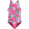 Lands' End Kids'  Girls One Piece Swimsuit In Hot Pink Palm