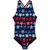 Lands' End Kids'  Girls One Piece Swimsuit In Navy Galaxy Shellfish