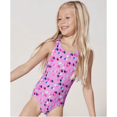Lands' End Kids'  Girls One Piece Swimsuit In Pink Hearts