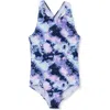 Lands' End Girls One Piece Swimsuit In Purple Sparkle