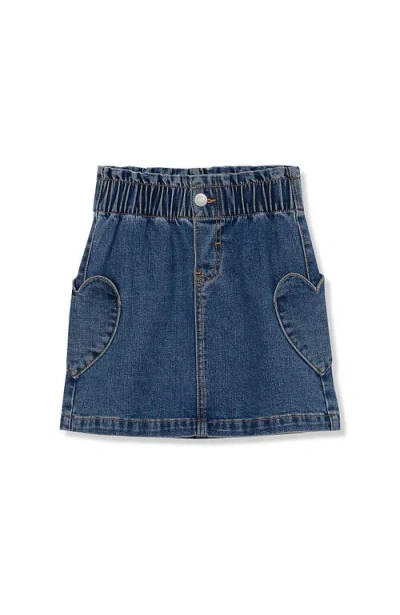 Lands' End Kids'  Girls Paperbag Denim Skirt In Legend