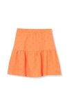 Lands' End Girls Pique Knit Skirt In Orange Polka Dots
