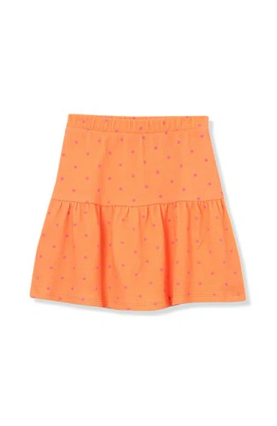Lands' End Kids'  Girls Pique Knit Skirt In Orange Polka Dots