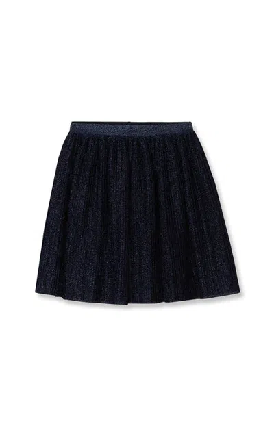 Lands' End Babies'  Girls Pleated Metallic Skirt In Blue