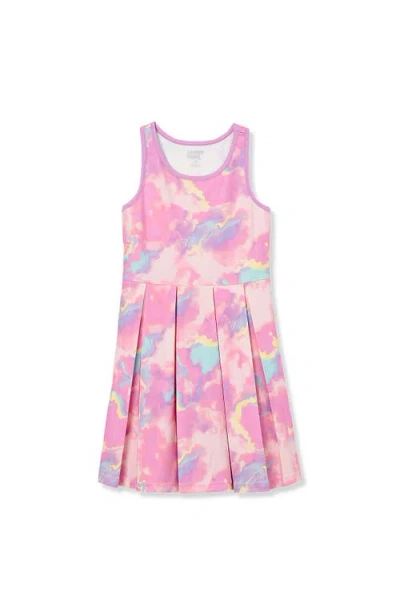 Lands' End Kids'  Girls Plus Athletic Active Tank Top Dress In Pink Marble