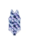 Lands' End Kids'  Girls Plus Chlorine Resistant One Piece Swimsuit In Purple Sparkle