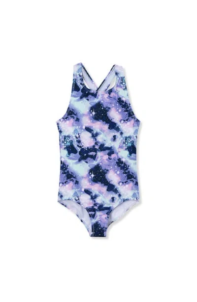 Lands' End Girls Plus Chlorine Resistant One Piece Swimsuit In Purple Sparkle
