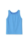 Lands' End Kids'  Girls Plus Chlorine Resistant Racer Back Tankini Swim Top In Malibu Blue