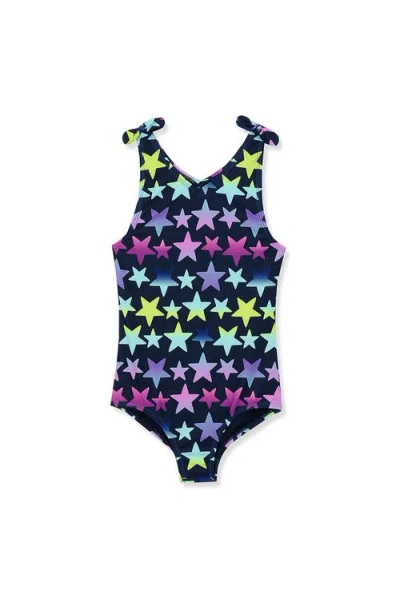 Lands' End Babies'  Girls Plus Sequin Graphic Upf 50 Tugless One Piece In Deep Sea Navy Stars