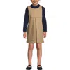 Lands' End Kids'  Girls Ponte Pleat Jumper In Khaki