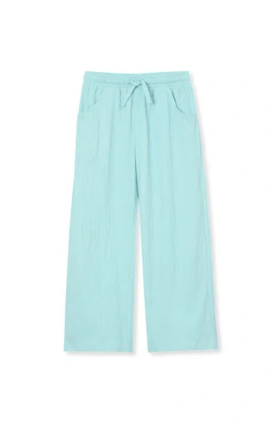 Lands' End Kids'  Girls Pull On Knit Gauze Wide Leg Pants In Aruba Blue