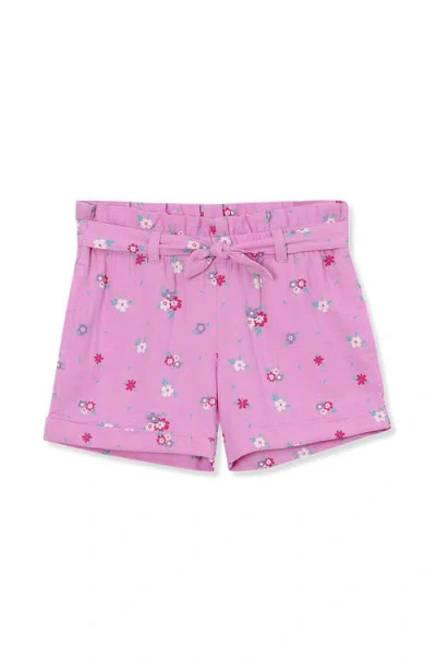 Lands' End Kids'  Girls Pull On Solid Shorts In Sunset Purple Floral