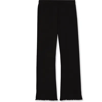 Lands' End Kids'  Girls Ribbed Knit Flare Leggings In Black