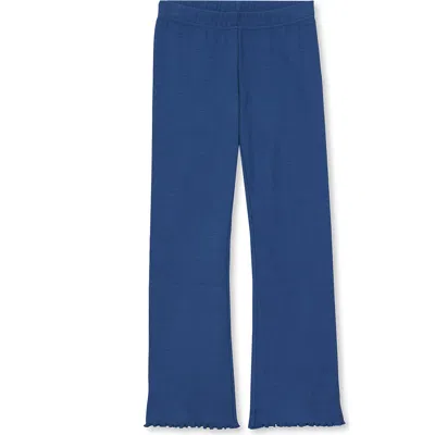 Lands' End Kids'  Girls Ribbed Knit Flare Leggings In Dark Blue