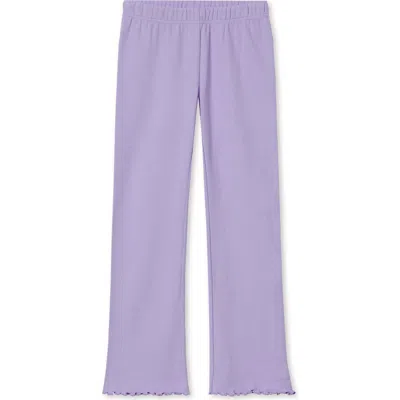 Lands' End Kids'  Girls Ribbed Knit Flare Leggings In Lilac Breeze
