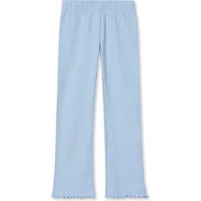 Lands' End Kids'  Girls Ribbed Knit Flare Leggings In Sky Blue