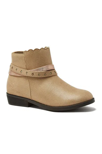 Lands' End Girls Shimmer Zip Up Western Booties In Brown