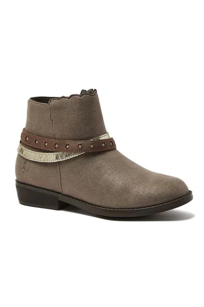 Lands' End Girls Shimmer Zip Up Western Booties In Brown