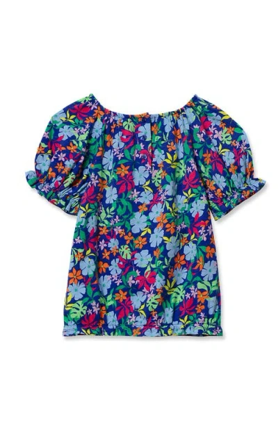 Lands' End Kids'  Girls Shirred Puff Blouse In Blue