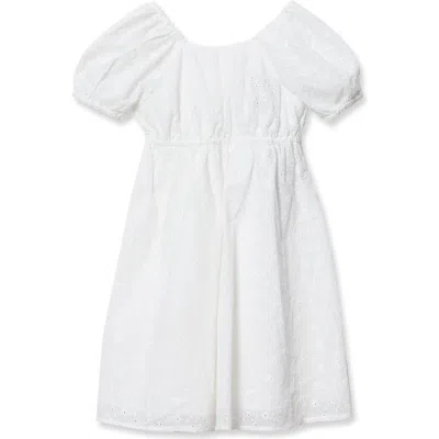Lands' End Kids'  Girls Short Sleeve Bow Dress In White