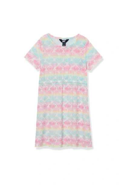Lands' End Kids'  Girls Short Sleeve Mesh Cover Up In Pastel Shells