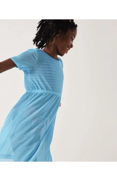 Lands' End Kids'  Girls Short Sleeve Mesh Cover Up In Turquoise
