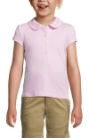 Lands' End Girls Short Sleeve Peter Pan Collar Polo Shirt In Ice Pink