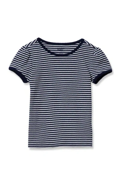 Lands' End Kids'  Girls Short Sleeve Pointelle Knit Tee In Blue