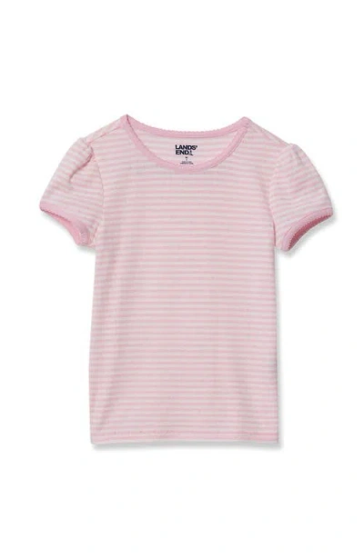Lands' End Kids'  Girls Short Sleeve Pointelle Knit Tee In Pink