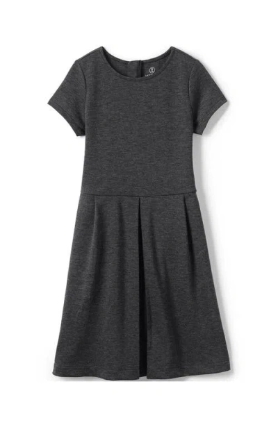 Lands' End Kids'  Girls Short Sleeve Ponte Dress In Charcoal Heather