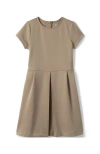 Lands' End Kids'  Girls Short Sleeve Ponte Dress In Khaki