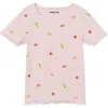 Lands' End Kids'  Girls Short Sleeve Ribbed Henley T-shirt In Fruity Rainbows