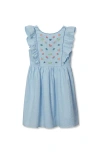 Lands' End Kids'  Girls Short Sleeve Seersucker Dress In Blue