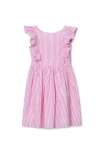 Lands' End Kids'  Girls Short Sleeve Seersucker Dress In Pink