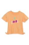 Lands' End Kids'  Girls Short Sleeve Side Tie Graphic Tee In Cool Cherries