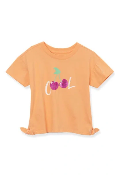 Lands' End Kids'  Girls Short Sleeve Side Tie Graphic Tee In Cool Cherries