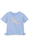 Lands' End Kids'  Girls Short Sleeve Side Tie Graphic Tee In Copen Blue Unicorn