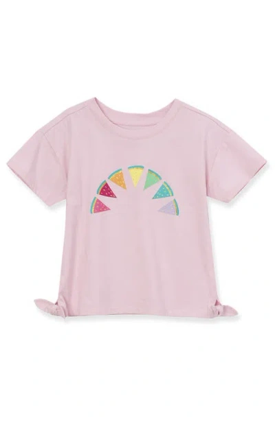 Lands' End Babies'  Girls Short Sleeve Side Tie Graphic Tee In Fairy Tale Watermelons